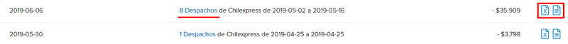Captura de pantalla de detalle facturado
